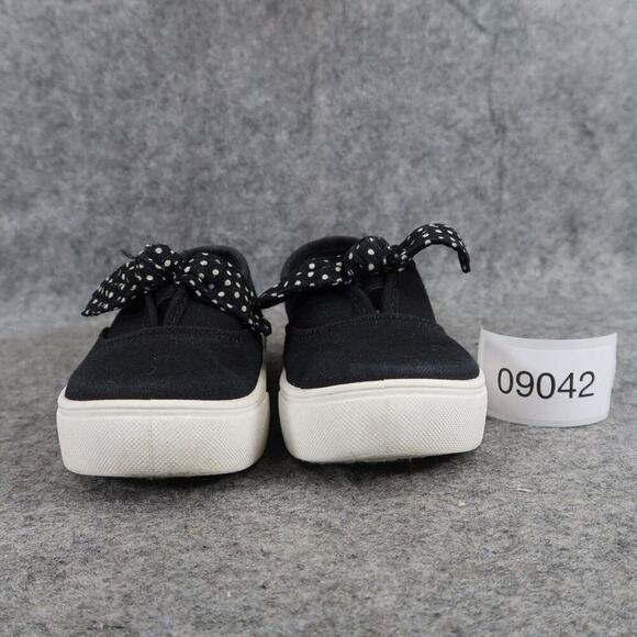 Wonder Nation Shoes Toddler 7 Slip On Sneakers Black Canvas Bow Polka Dot Girls - Picture 3 of 11